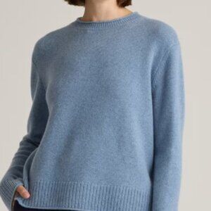 Quince Mongolian Cashmere Boxy Crewneck – Faded Denim, XS